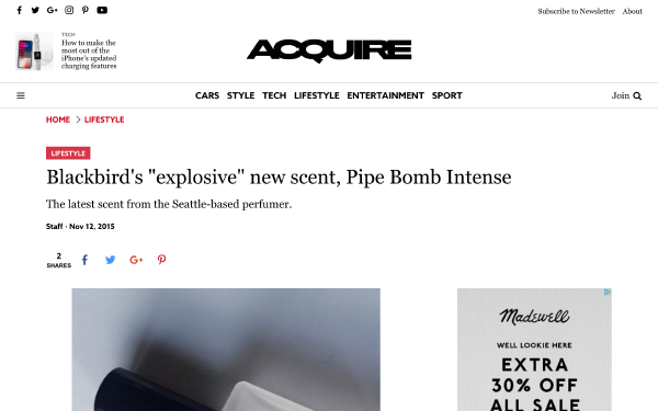 Blackbird Pipe Bomb Intense Detonates in Acquire Mag
