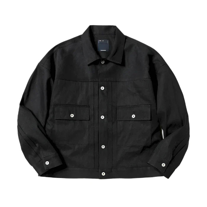 Raw Denim Pleated Sleeve Jacket - Space Camp